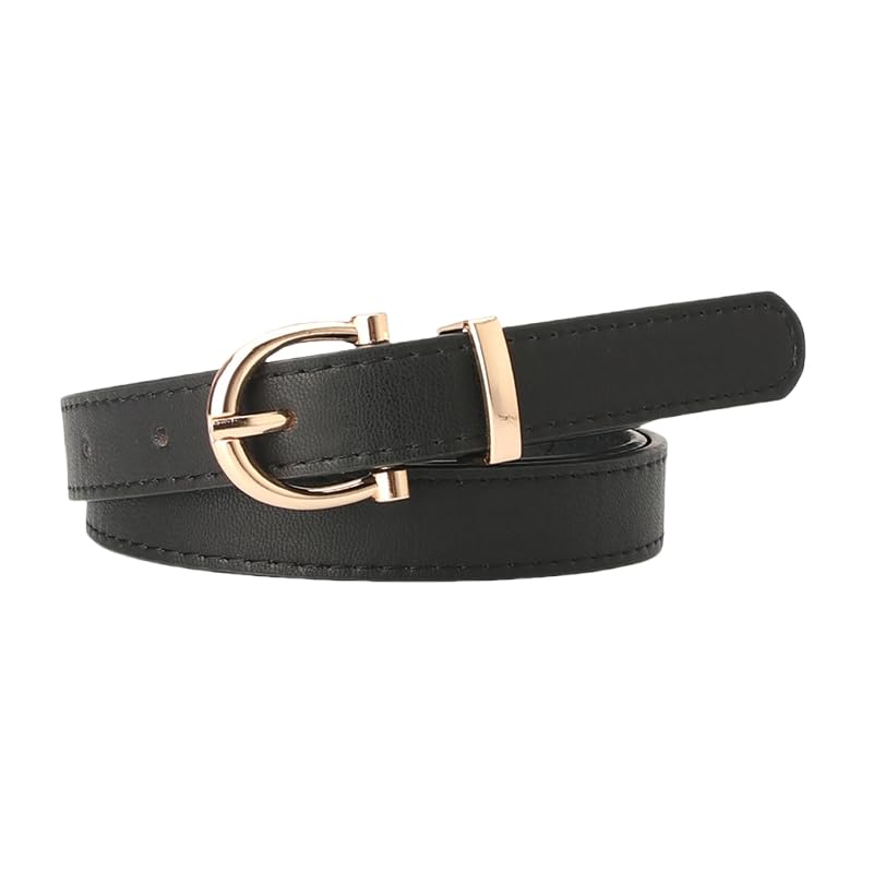 Xiao Hua Women's Belt - PU Leather pin buckle,41.5in, Fits Jeans & Dresses Accessory Belts(Black)