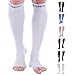 Premium Open Toe Compression Socks 1 Pair 30-40mmHg Medical Grade Support Graduated Pressure Recovery Circulation Varicose Spider Veins Airplane Maternity Stockings Doc Miller (Gray, Large)