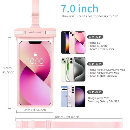 wellhouse 3D Waterproof Phone Pouch with Lanyard,Premium TPU100FT Deep Waterproof Phone Case for iPhone 17 16 15 14 13 12 Pro Max XS Samsung,Snorkeling, Surfing, Kayaking,Skiing,Hot Springs by wellhouse - Image 4