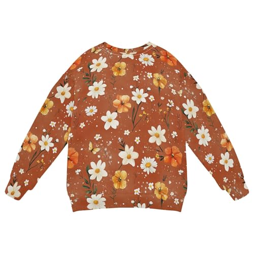 JUNZAN Autumn Flowers Daffodil Anemone Terracotta Little Girls Hooded Sweatshirt Fleece Kids Hoodies Boys Party 4T2