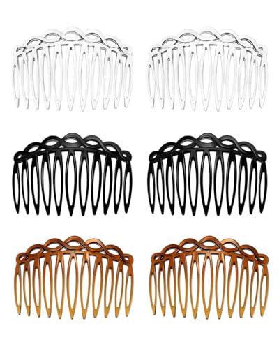 TPZORJX 6 Pezzi Pettinini Fermacapelli, Pettini laterali per capelli Francese, laterali in plastica per capelli, pettini attorcigliati con 11 denti, per donne e ragazze