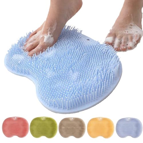 Fußbürste für Die Dusche 2026 Neu Fußbürste Wäscher Fußbad Massagegerät Fußwaschmatte Mit Saugplatte Rutschschutz Fussmassage Fußwaschmatte Im Badezimmer (Blau)