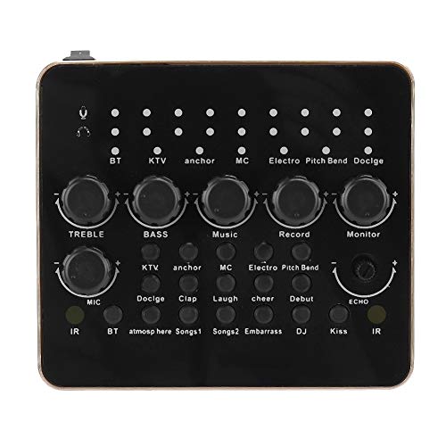 Live Broadcast Sound Card, DJ Mixer Karaoke Voice Mixer Mini BT Voice Card Built-in Two Noise Reduction Chips Support Multiple Sound Effects Fit for Live Broadcast/Karaoke/Recording