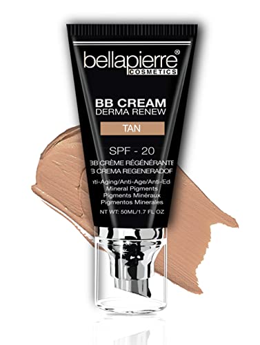 bellapierre BB Cream SPF 20 Tinted Sunscreen, Concealer, Foundation, & Moisturizer | New & Improved Formula + Pump Top Applicator | Non-Toxic & Paraben Free | 1.7 Oz - Tan