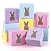 Whaline 24Pcs Easter Treat Boxes 4 Candy Colors Cardboard Box with Rabbit Bunny Shape Window Pink Blue Yellow Purple Spring Holiday Paper Gift Container for Cookie Goodie Candy Sweet Party Favors