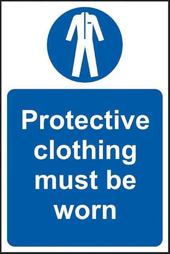 Mandatory Sign - Protective Clothing Must Be Worn Metal Tin Sign 8 x 12 inch for Industrial & Commercial