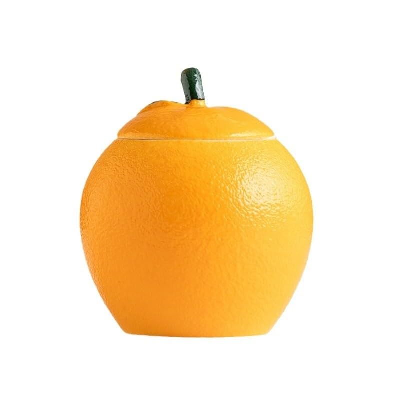 ABHNUGFS Storage Tank Orange Ceramic Tea Jar Small Size Longjing Red, Green And White Tea Packaging Sealed Jar Tea Storage Caddy