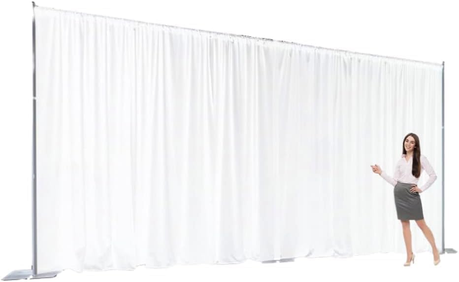Two Layers Backdrop Made with One Piece Chiffon Tulle & Polyester for Professional Extra Wide Blackout Curtains (White, 25 x 8 ft)