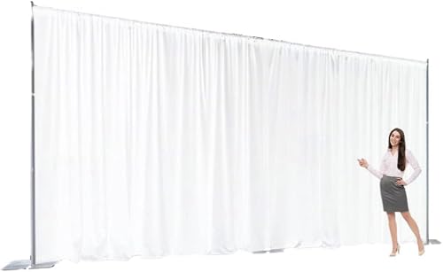 Extra Wide Two Layers One Piece Trade Show Booth Backdrop, White, 25x10ft