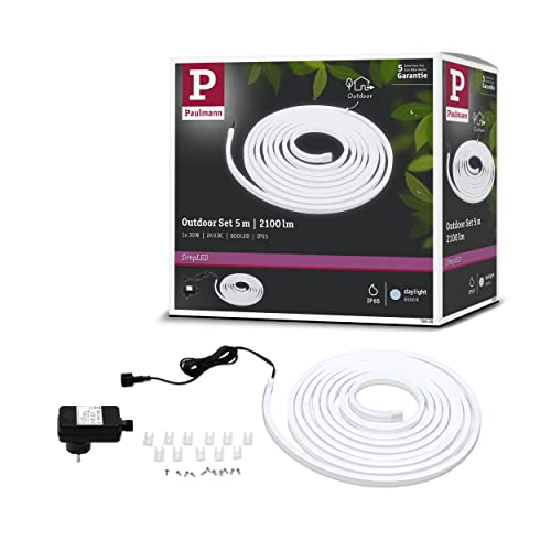 Paulmann 78908 LED Stripe SimpLED utomhus basset 5 m IP65 20 W 2100 lm 6500 K 24 VA dagsljus vit plast