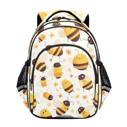 Sac à dos enfant 3-12 ans ergonomique avec motif abeille jaune pour soulager le dos à l'école