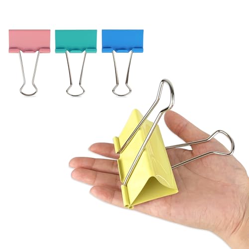 Mega-Sized 3-Inch Premium Colored Binder Clips - 8-Pack...