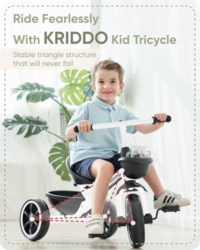 Kriddo TC003-WHITE Kids Tricycles For 2-4 Year Olds thumb #1