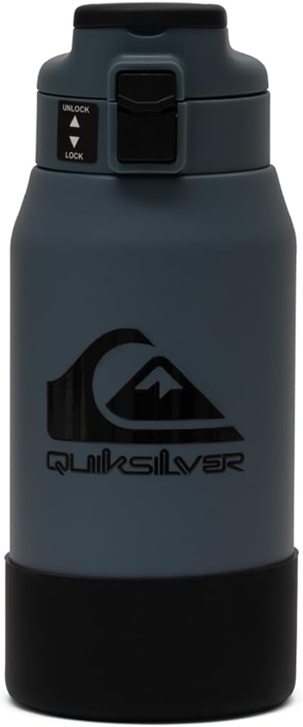 Quiksilver Redondo 32oz Double Wall Stainless Steel Water Bottle, Reusable Sports Bottle with Leak-Proof Lid, Non-Slip Rubber Base, Carrier Handle, insulated Tumblers, 24H Hot & Cold Beverage