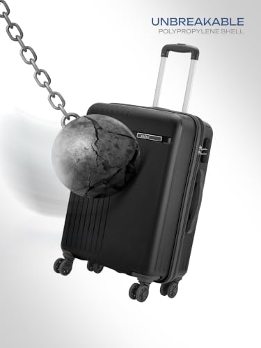 Image of Safari Xylo 8 Wheels Medium 66cm Trolley Bag Hard Case Polypropylene 360 Degree Wheeling System Luggage,Recessed Lock, Trolley Bags for Travel, Suitcase for Travel, Black