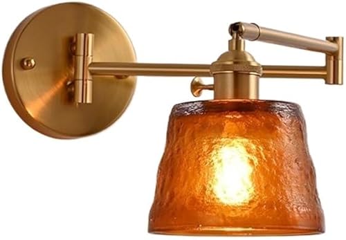 Industrial Vintage Swing Arm Wall Sconce Adjustable Farmhouse Reading Light 1-Light Wall Lamp for Bedroom Bedside Living Room E26E27 Base Antique
