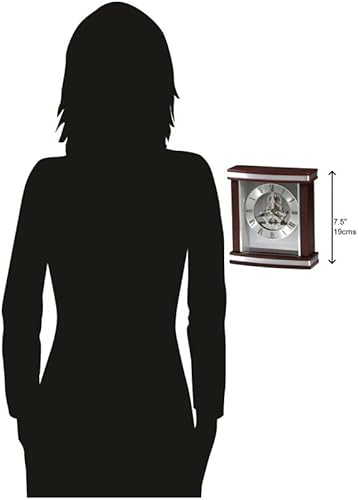 Miniatura 4 de Howard Miller Templeton - Reloj de mesa, alimentado por batería, madera y metal, con movimiento de esqueleto de cuarzo, acento de estante vintage