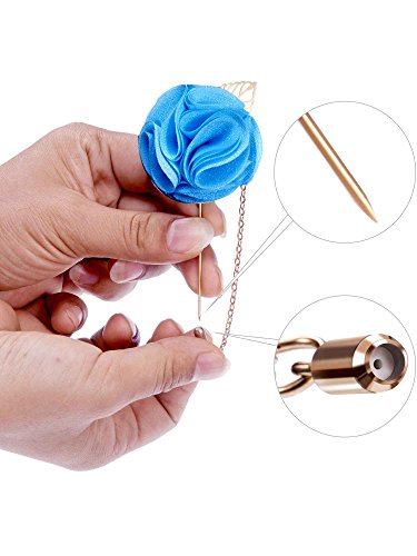 image for Shappy Men's Satin Lapel Pins with Metal Chain, Handmade Boutonniere P