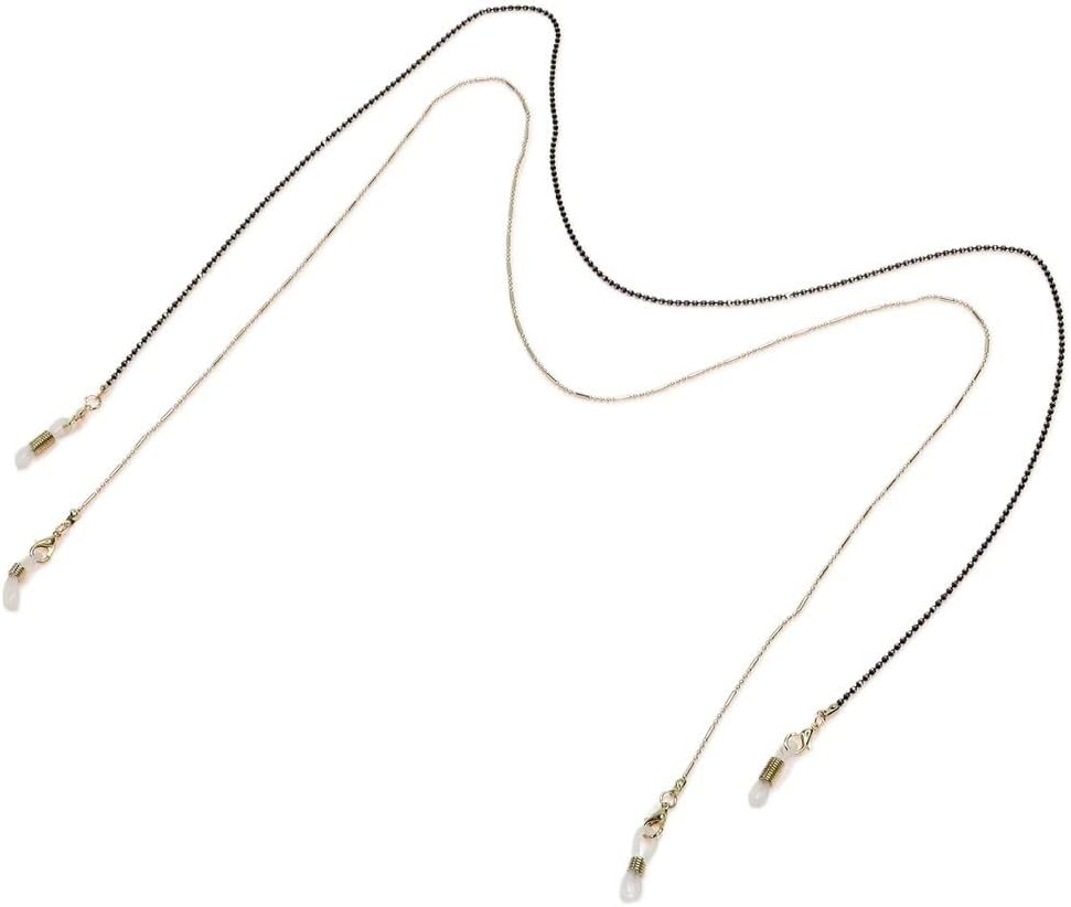 Eyeglass Chain Black Bead Chain Gold Chain Eyeglass Rope Two-Piece Set