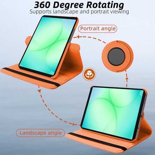 Image of TGK 360 Rotatable Smart Flip Cover for Samsung Galaxy Tab A11 8.7 Inch Case 2025 / Galaxy Tab A9 8.7 Inch 2023 (Orange)