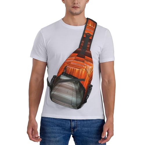 OPSREY Fushimi Inari Taisha Print Sling Rucksack Brusttasche Casual Sling Bag Reise Wandern Tagesrucksack Crossbody Tasche für Männer Frauen, Schwarz , One size