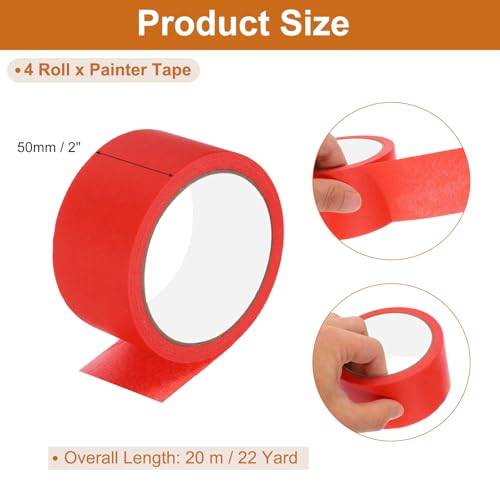 Image of PATIKIL Masking Tape 2 Inch Wide, 4 Roll 22 Yard Painters Tape Bulk No Residue Craft Tape for Wall Painting Labeling Car Painting Home DIY Flower Crafts Decoration, Red