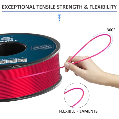 Image of Geeetech TPU Filament 1.75mm, Shore 95A - Flexible 3D Printer Filament with High Elasticity, 1KG (2.2lbs) Spool, Dimensional Accuracy ±0.03mm, Fits Most FDM Printers (Clear Pink)
