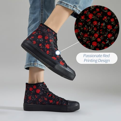 Image of Uoidru High Top Sneakers for Women Canvas Shoes White Canvas High Tops Women Casual Shoes Lace Up Fashion Sneakers