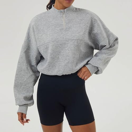 Women's Half Zip Up Sweatshirt Oversized Fleece Jacket Trendy Hoodies Lightweight Coats with Pockets Lace Top3