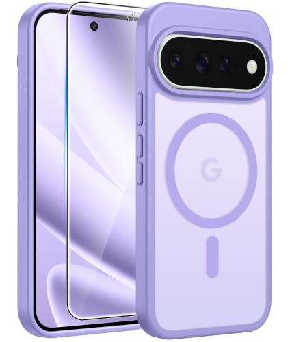 Image of FNTCASE for Google Pixel 11 Pro XL Case, Fit for Magsafe, Screen Protector | Translucent Matte Magnetic Back, 14FT Military Grade Drop Protection, Shockproof Protective Phone Cover, Light Purple