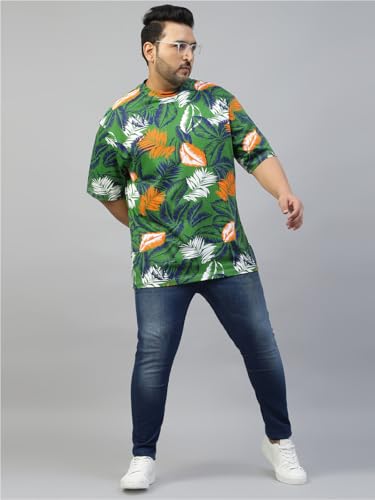 Image of Veirdo 100% Pure Cotton Oversized Loose Baggy Fit Drop Shoulder Paisley Printed Plus Size T-Shirt for Men (Sizes: 2XL to 5XL)