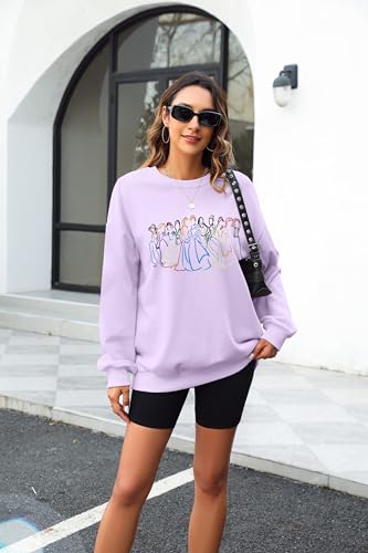 Image of BANGELY Fantastical Sweatshirt Women Cute Embroidered Fantastical Princess Sweater Family Vacation Shirt Long Sleeve Top