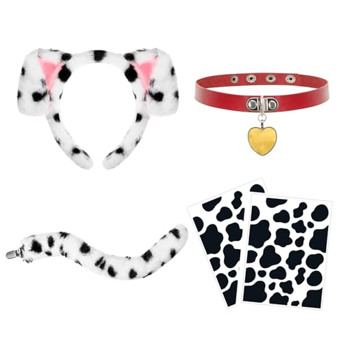 ATAYOU 6PCS Hundeohren Stirnband und Schwänze Cosplay Zubehör Karneval Fasching Fastnacht holloween Kostüm Damen