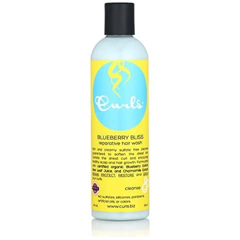 Curls Blueberry Bliss Reparative Hair Wash - 8 oz, Encourage Balanced Scalp, Rich and Creamy Sulfate-Free Cleanser, For Wavy, Curly, and Coily Hair Types Cover