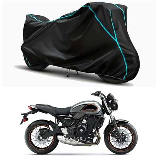 Image of Waterproof Bike Body Cover Compatible for | KawasaZ650RS STD | Taffeta Fabric, Sky Piping Design, Bottom Elastic Fit | Dustproof, Sun UV & Rain Protection for All Weather.