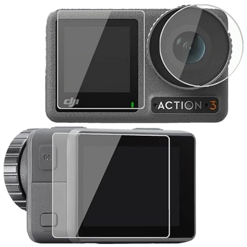 Image of 3 in 1 Tempered Glass Screen Guard Protector for DJI Osmo Action 3 /4 (Action Camera) with Full Screen Coverage & Easy Installation Kit (3 P'cs Set) (Pack of 1)
