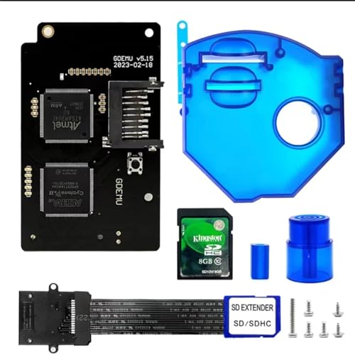 GDEMU V5.15 &amp; V5.15b Optical Drive Emulation Board for SEGA Dreamcast - Remote Card Mount Kit with SD Extension Cable, Compatible with DC VA1 Console (Blue V5.15)