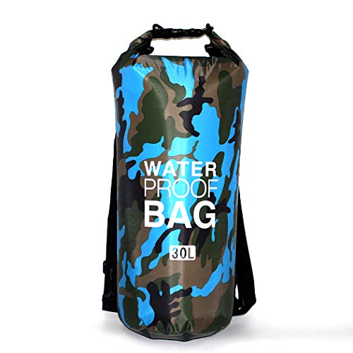Bolsa seca impermeable Loovit 30L con cierre roll-top y correa ajustable, resistente al agua para kayak, rafting, camping y pesca, incluye funda impermeable para teléfono miniatura 6