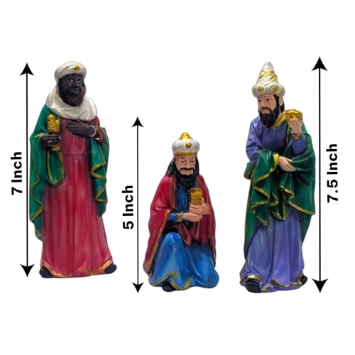 Image of KariGhar 15 pcs Nativity Set /Crib Set 8 INCH Perfect for Christmas Gifting & Decoration Pack Includes Mary,Joseph,Baby Jesus, Angel, 3 Wise Men, The Shepherd, 6 Animals Multicolor.