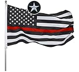 Embroidered Thin Red Line Firefighter Flag 3x5 Ft- Black White Red Stripes American Red Lives Matter...