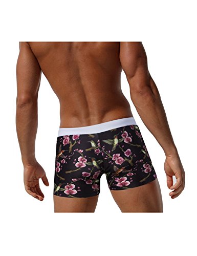 Mens Swim Boxer Shorts Printed Elastic Swimsuit2