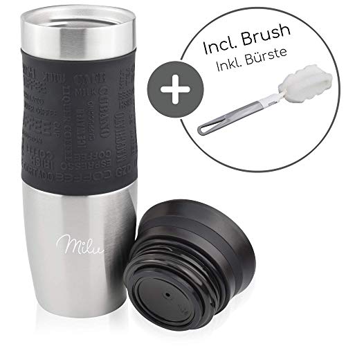 Milu Taza aislante de café y té para llevar 370ml 450ml - 100% a prueba de fugas - Taza de acero inoxidable para beber… - Imagen 4