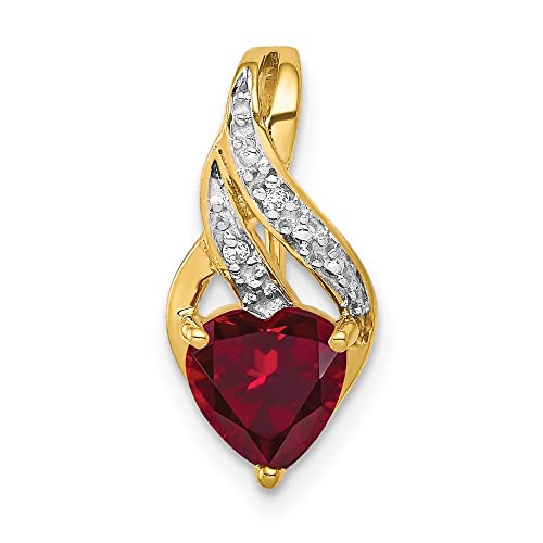 Diamond Pendant Charm 14K Yellow Gold Fine Gemstone Jewelry Ruby Lab Created Diamond 0.01ct 1.15ct