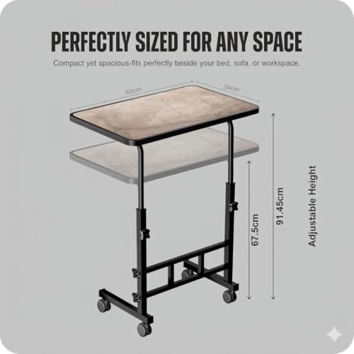 Image of Foldable Study Table /Bed Table /Foldable and Portable Wooden /Writing Desk for Office /Home /School | Adjustable Height, Portable for Office, Work Form Home (Marble Dark)
