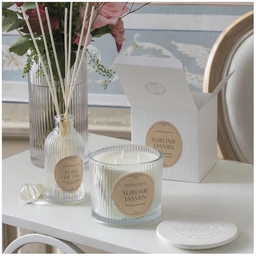 Bougie parfumée Mathilde M coffret cadeau décoration maison chic jasmin 400g - 3
