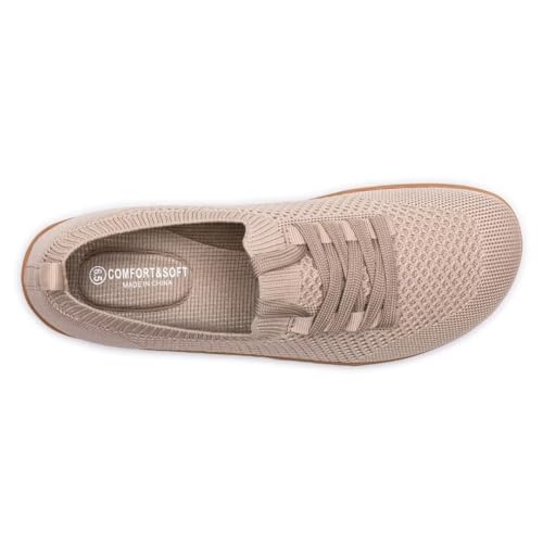 Frank Mully Womens Walking Shoes Wide Toe Box Barefoot Shoes Knitted Fashion Sneaker With Arch Support Ecru thumb #4