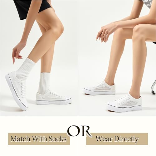 Waluzs White Sneakers for Women Women's Tennis Shoes Summer Canvas Shoes Fashion Sneakers for Walking Non Slip Work4