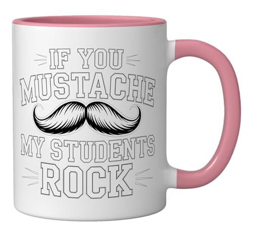 Taza de cerámica rosa y blanca para docente miniatura 2