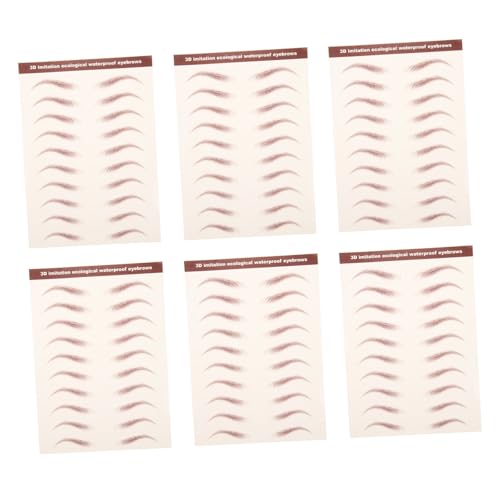 AUTSUPPL 6 Hojas Pegatinas de Cejas Impermeables Autoadhesivas Calcomanías Temporales de Cejas Falsas Realistas para Maquillaje y Moldeo Fácil Mujeres