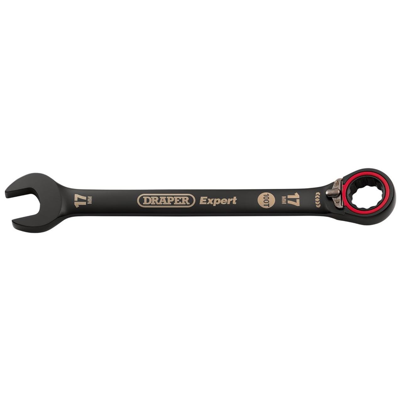 Draper 03907 Expert HI-TORQ Metric Reversible Ratchet Combination Spanner, 17mm, Black, Red and Black - Image 3
